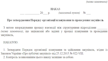 Порядок організації планування та проведення закупівель