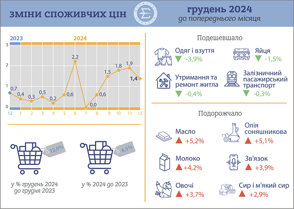 Індекс споживчих цін у грудні 2024 року