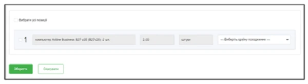 Відсутня країна походження товару в звіті про виконання договору