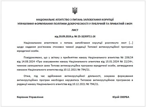 антикорупційна програма юридичної особи поняття структура основні вимоги