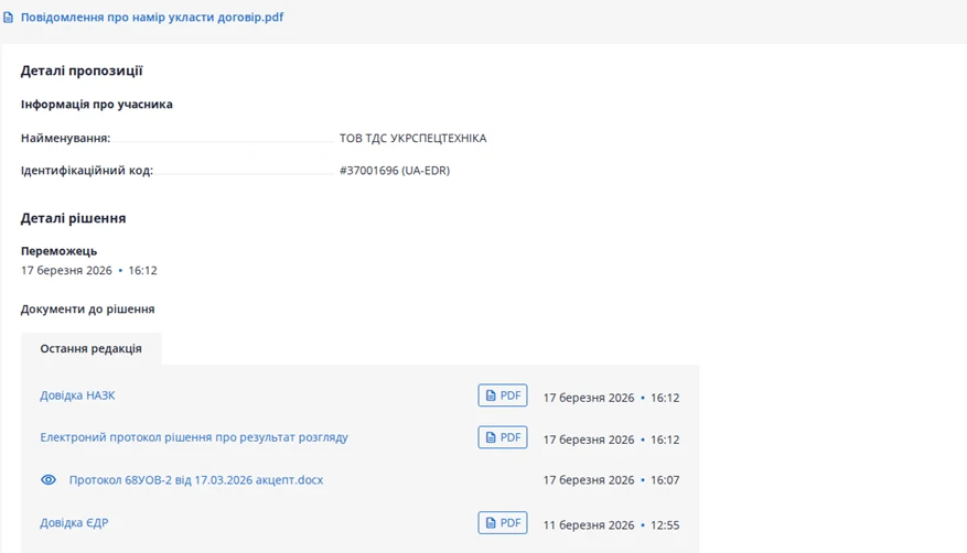 Електронний протокол у публічних закупівлях