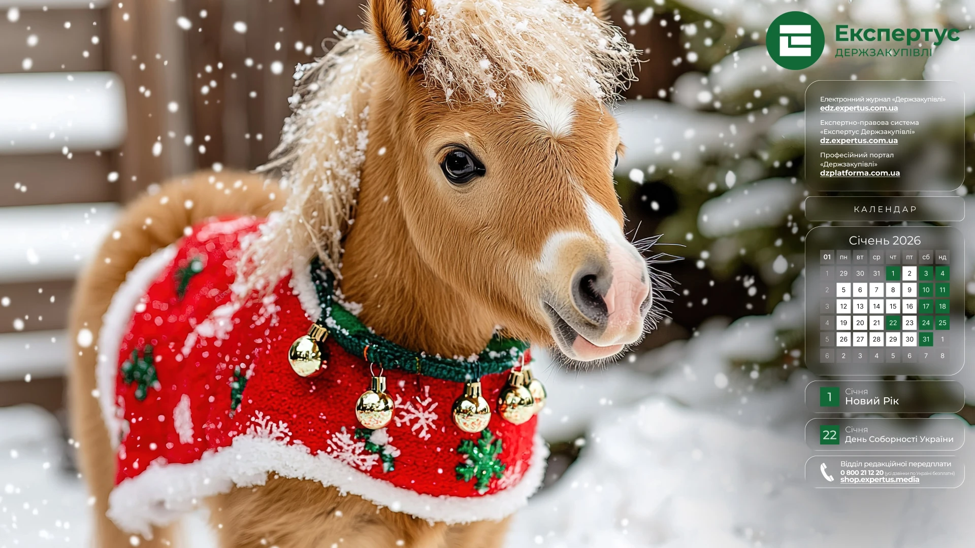 Заставки на робочий стіл із календарем на січень 2026 року