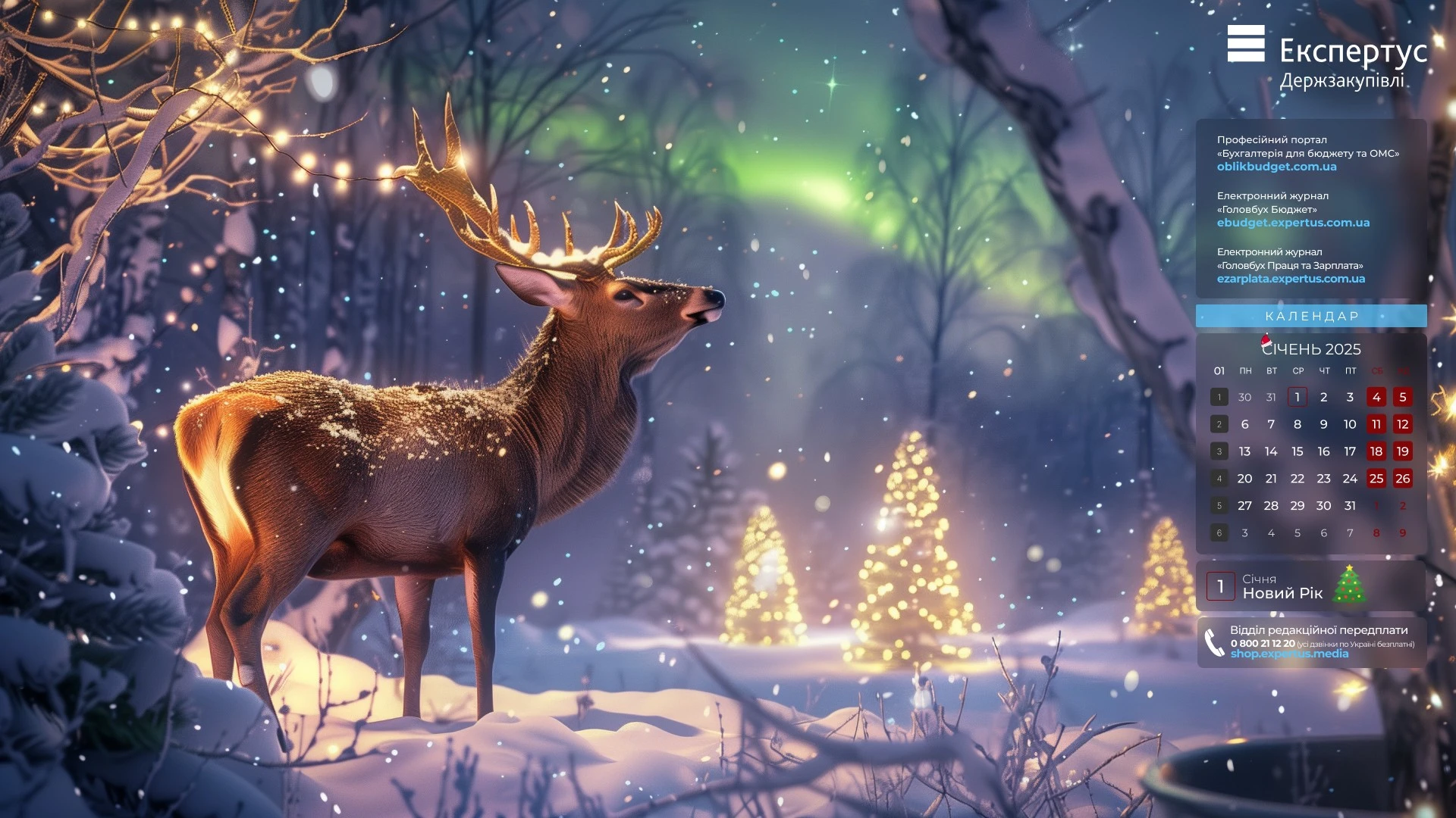 🎄«Шпалери» на робочий стіл із календарем на січень