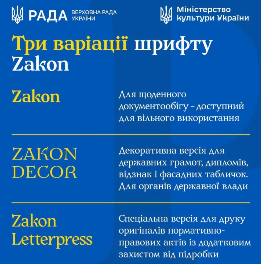 Державні установи тестуватимуть новий український шрифт Zakon