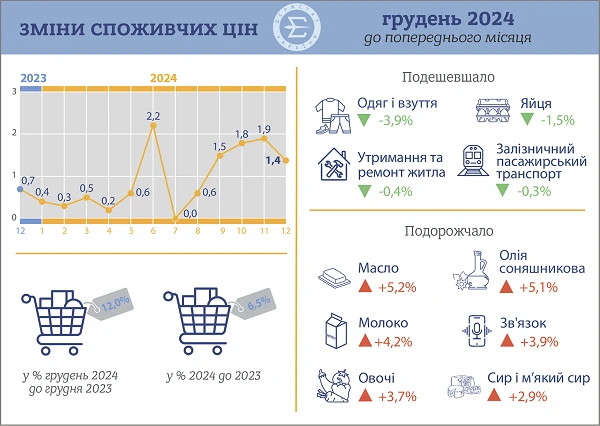 Індекс споживчих цін у грудні 2024 року